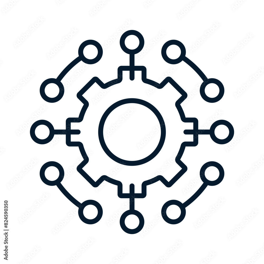 The concept of improving and updating the system. Adaptation and integration of electronic technologies. Vector linear icon isolated on white background. The concept of improving and updating the system. Adaptation and integration of electronic technologies. Vector linear icon isolated on white background.