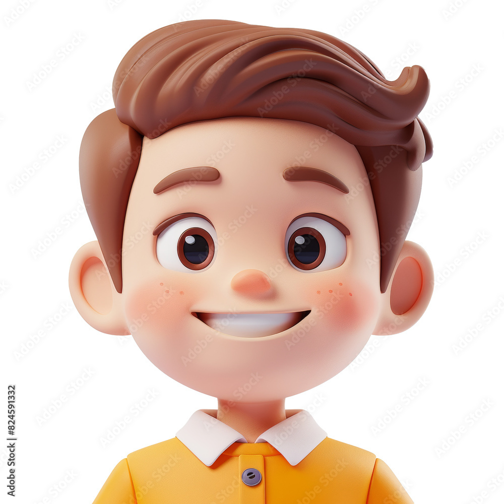 Smiling 3D Cartoon Boy Character Illustration Smiling 3D Cartoon Boy Character Illustration
