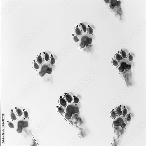 arafed image of a black and white photo of a dog paw print