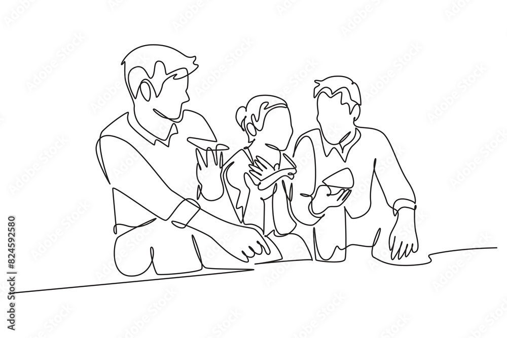 Gathering Family Concept. Single line draw design vector graphic illustration. Gathering Family Concept. Single line draw design vector graphic illustration.