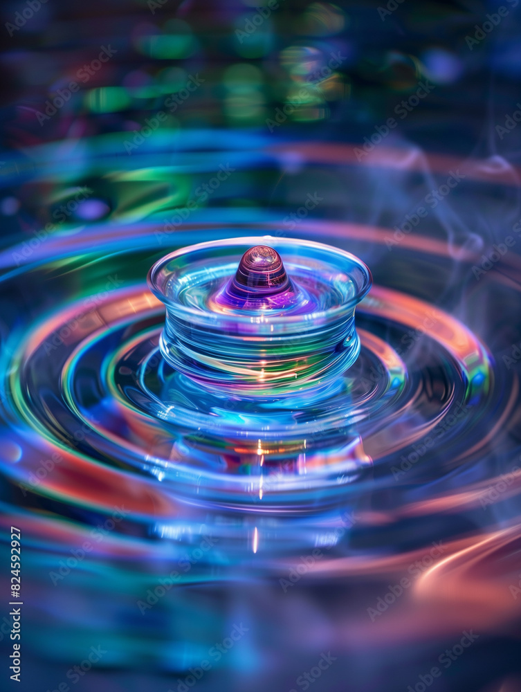 a close up of a colorful object in a water pool