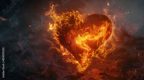Heart in Flames 8K Transparent Photorealistic