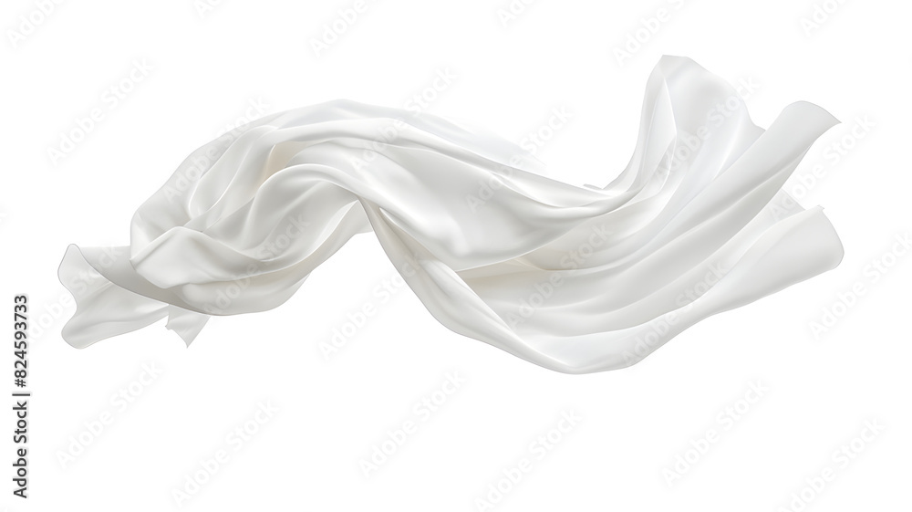 Fototapeta premium Floating elegant white fabric, transparent background, png