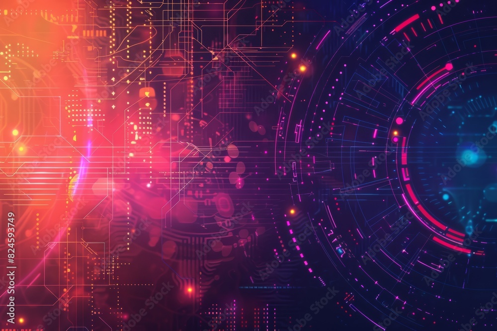 Obraz premium Futuristic AI technology background with abstract patterns, neural networks, and digital elements.