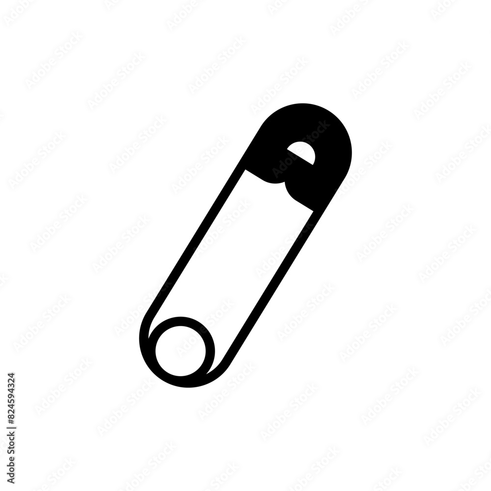 Pin icon vector. Barrette illustration sign. Safety Pin symbol or logo. Pin icon vector. Barrette illustration sign. Safety Pin symbol or logo.