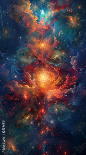 painting of a colorful explosion of light and space