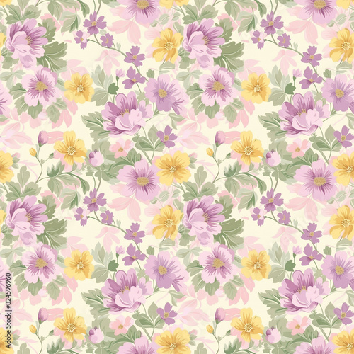 Floral variety color, form natural, seamless fabric pattern.