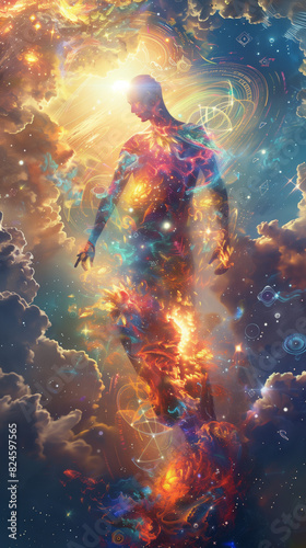 arafed man in a cosmic space with a glowing body