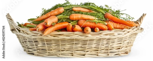 A wicker basket brimming with carrots