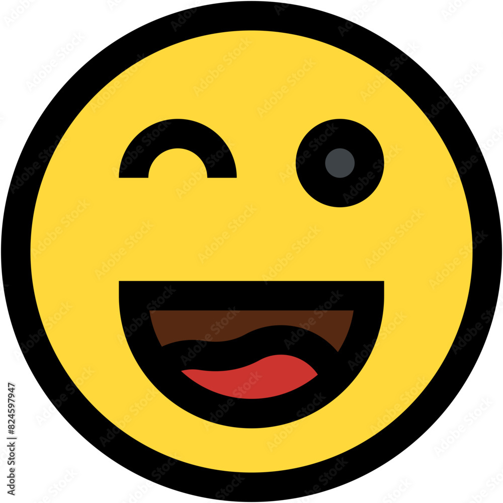 Fototapeta premium Vector Icon wink, emoji, emotion, smiley, feelings