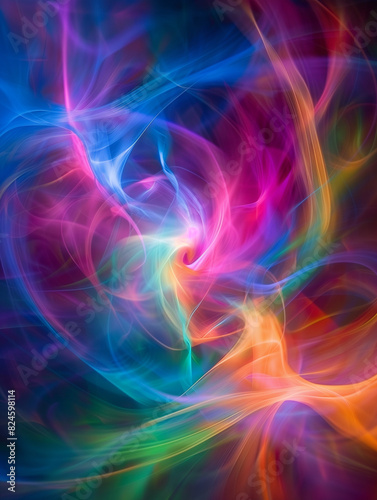 abstract photograph of colorful swirls and lines in a dark background