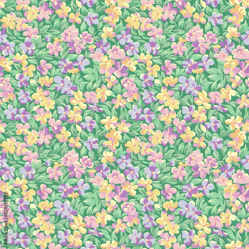 Floral variety color, form natural, seamless fabric pattern.