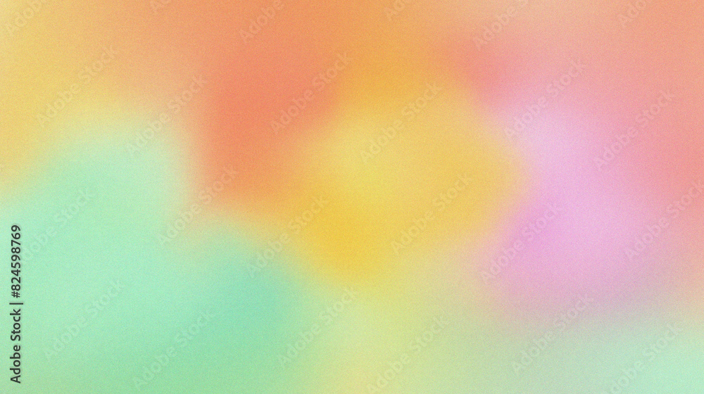 Grainy gradients texture as background in pink, yellow, orange and green, abstract shapes, modern art wallpaper