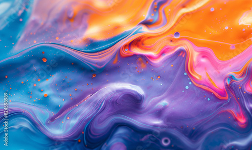 a close up of a colorful liquid painting on a surface