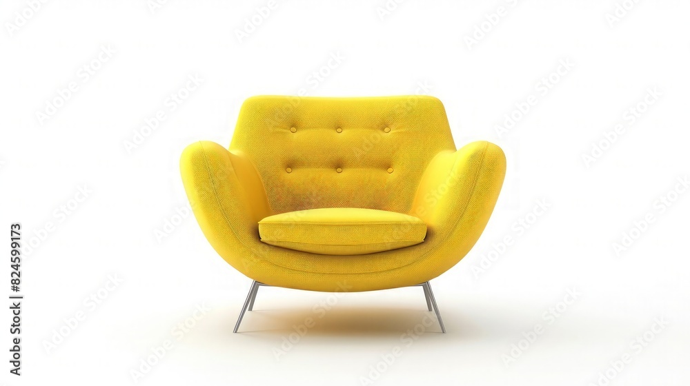 Fototapeta premium Yellow modern chair isolated on white background. generative ai