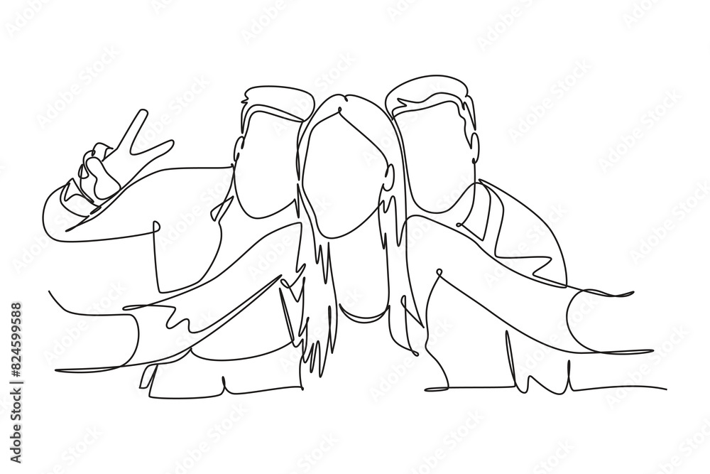 Gathering Family Concept. Single line draw design vector graphic illustration. Gathering Family Concept. Single line draw design vector graphic illustration.