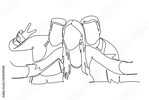 Gathering Family Concept. Single line draw design vector graphic illustration.