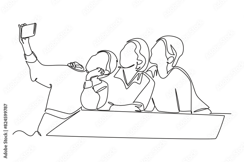 Gathering Family Concept. Single line draw design vector graphic illustration. Gathering Family Concept. Single line draw design vector graphic illustration.
