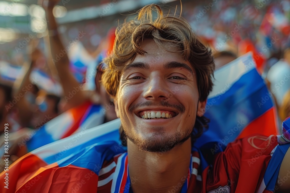Olympic games Fan Reactions: Enthusiastic fans waving flags and cheering. Olympic games Fan Reactions: Enthusiastic fans waving flags and cheering.