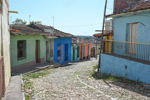 Empty little street of the colonial city of Trinidad in Cuba