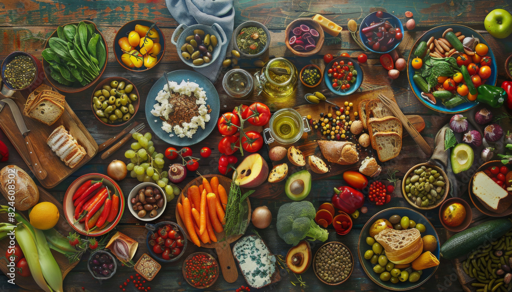 A table full of food with a variety of fruits and vegetables