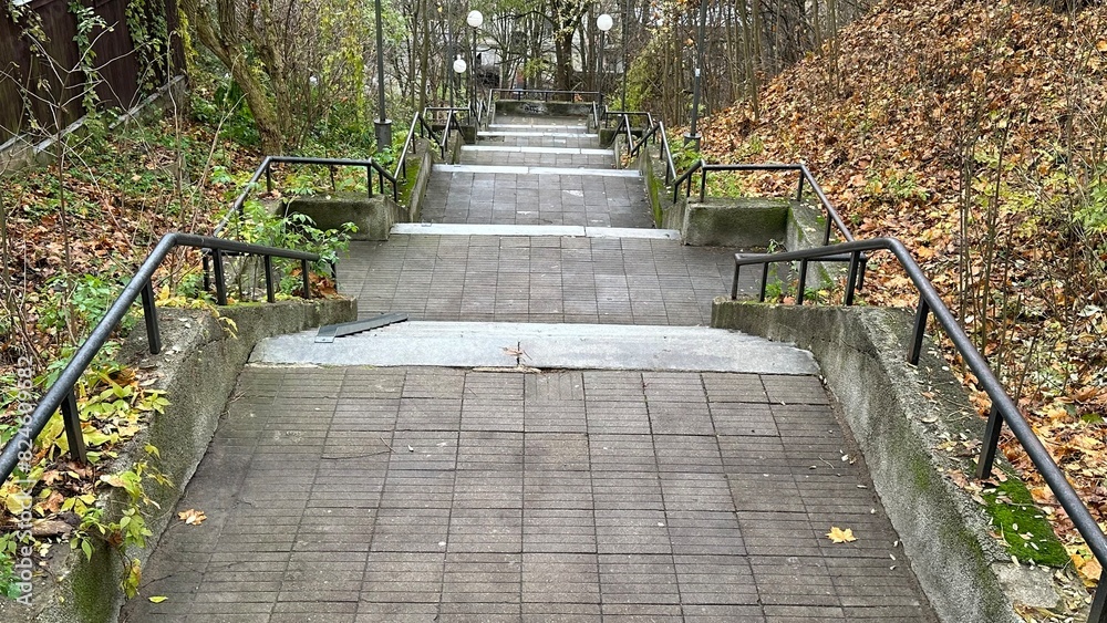 Obraz premium View of public staircase in the city