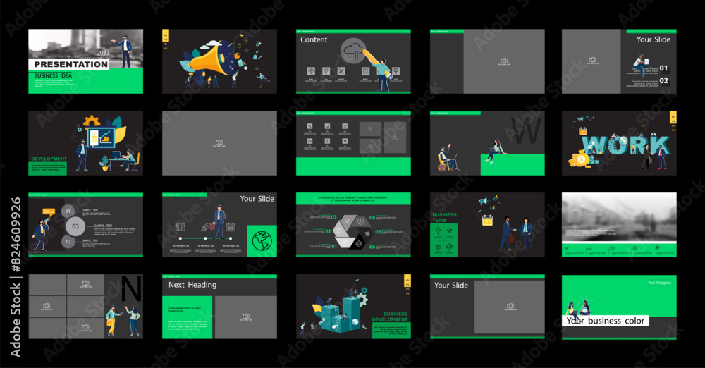 Business team plans business presentation, financial, powerpoint, launch of new technologies. Elements design template, black background, set. Team of people creates a business, teamwork. Infographic Business team plans business presentation, financial, powerpoint, launch of new technologies. Elements design template, black background, set. Team of people creates a business, teamwork. Infographic