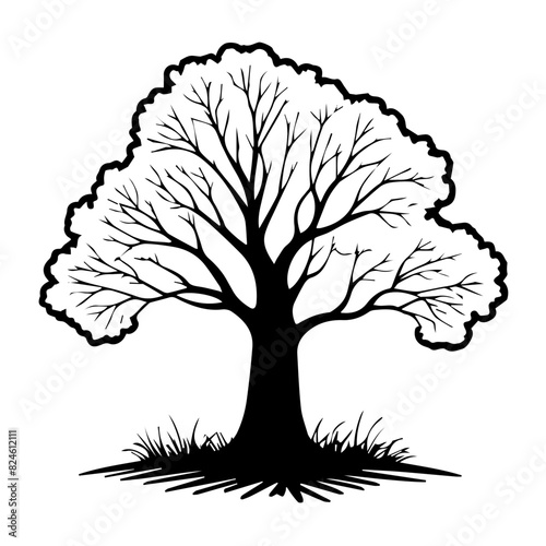 oak tree silhouette design  logo 