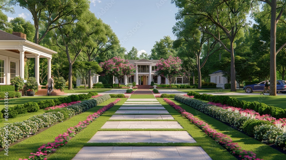 Fototapeta premium Wide angle shot of Villa Taranto botanical gardens