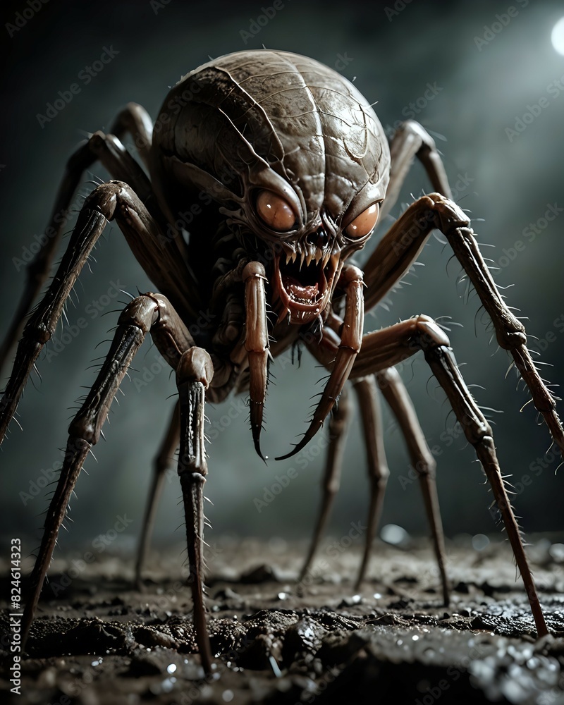 Fototapeta premium Alien spider on a black background