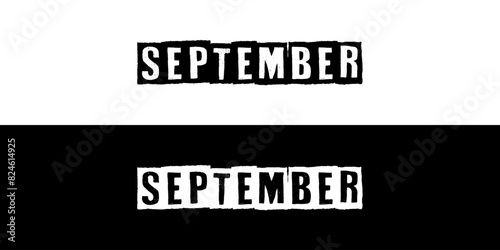 Ninth month of year September Typography. Editable EPS file.
