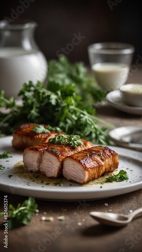Stegt Flæsk med Persillesovs (Fried Pork Belly with Parsley Sauce)