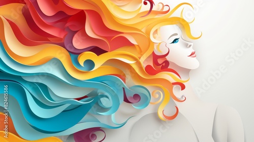 Conceptual Background in Colors Paper Cut-Out Illustration of a Womans