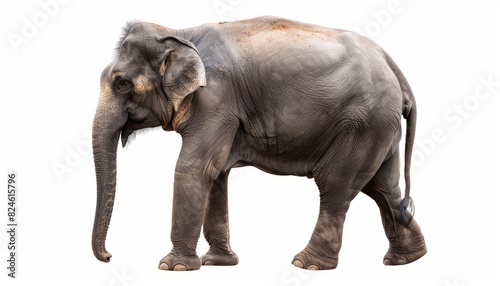 An elephant isolated on a white background  showcasing the majestic creature in a clear and detailed manner