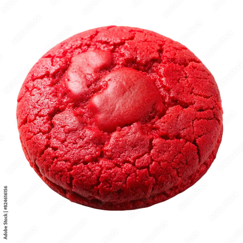 A red cookie with cracks on transparent background A red cookie with cracks on transparent background