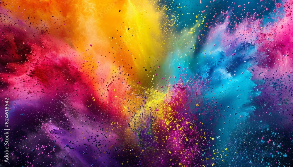 A vibrant explosion of colorful rainbow holi paint, illustrating a lively and festive color powder explosion A vibrant explosion of colorful rainbow holi paint, illustrating a lively and festive color powder explosion