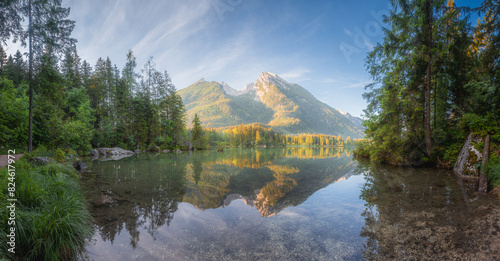 View of Hintersee lake in Berchtesgaden National Park Bavarian Alps  Germany
