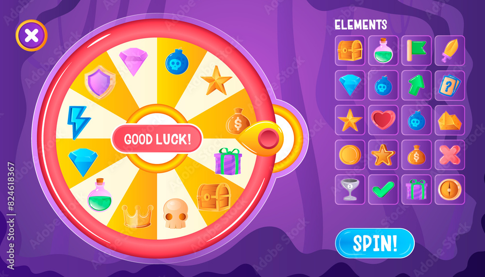 Obraz premium Gradient cartoon game elements composition