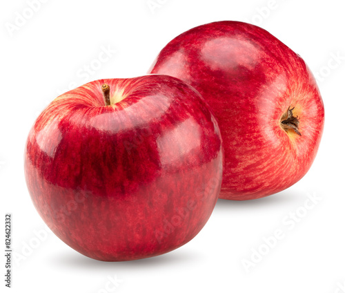 two red apples isolated on white background. clipping path