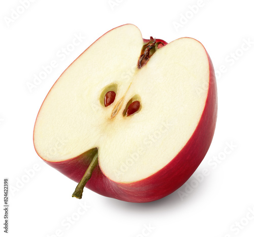 half of red apple isolated on white background. clipping path