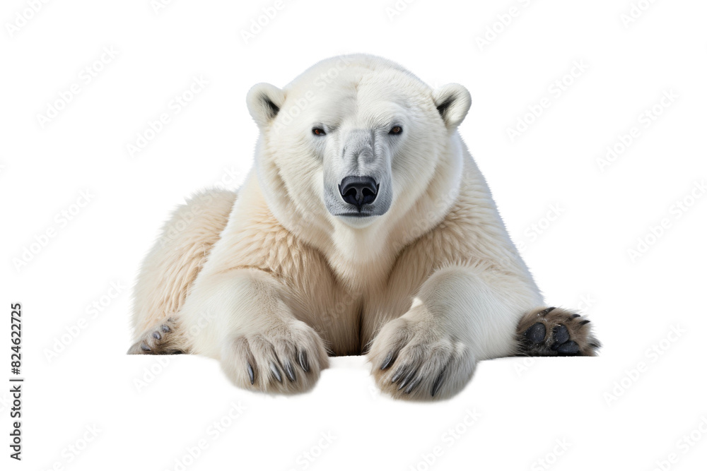 Majestic Arctic Monarch Serene Pose on a White or Clear Surface PNG Transparent Background. Majestic Arctic Monarch Serene Pose on a White or Clear Surface PNG Transparent Background.