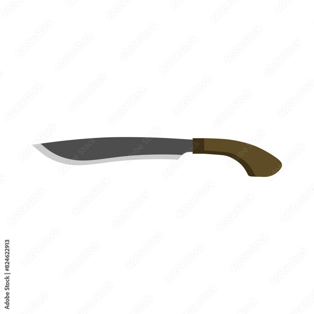 golok machete flat design vector illustration isolated on white background. Combat weapon blades, vector model types. Trapper sword and hunter knife blades. Protection concept. Warrior blades