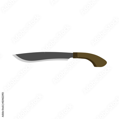 golok machete flat design vector illustration isolated on white background. Combat weapon blades, vector model types. Trapper sword and hunter knife blades. Protection concept. Warrior blades