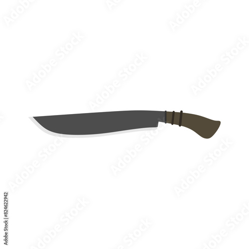 golok machete flat design vector illustration isolated on white background. Combat weapon blades, vector model types. Trapper sword and hunter knife blades. Protection concept. Warrior blades