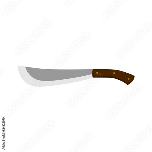 golok machete flat design vector illustration isolated on white background. Combat weapon blades, vector model types. Trapper sword and hunter knife blades. Protection concept. Warrior blades