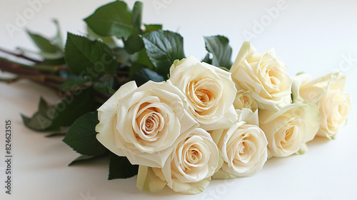 White roses elegant bouquet tied
