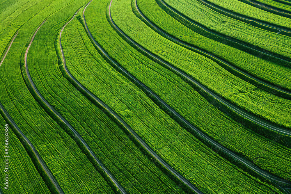 Naklejka premium bird's eye view of natural smooth lines on green fields, beautyful landscapes