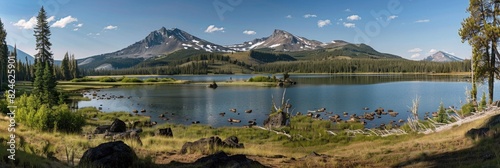 Outdoors Adventure at Sparks Lake on Cascade Lakes Highway in Central Oregon photo