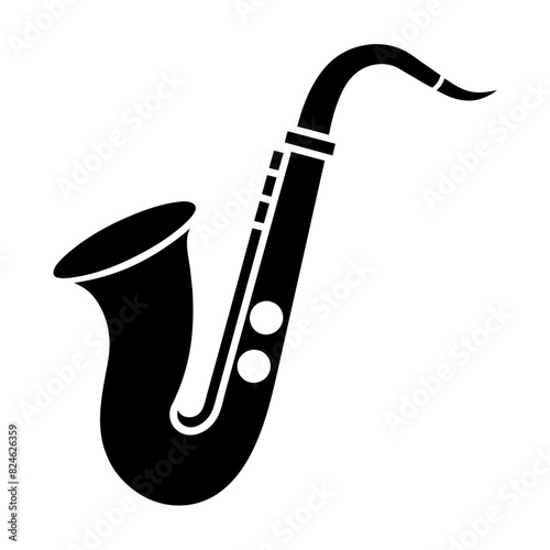Obraz na płótnie a minimal and simple saxophone icon black color silhouette, white background w salonie