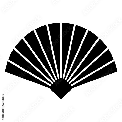 hand fan icon black color silhouette, white background